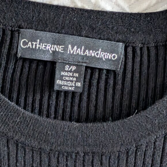 Catherine Malandrino Black ribbed sleeveless knit top with gold chains Small - Picture 2 of 10